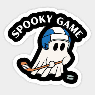 Spooky game, ghost playing hockey. Halloween Sticker